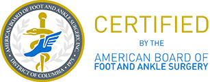 Logo Recognizing Optimum Podiatry's affiliation with American Board of Foot and Ankle surgery